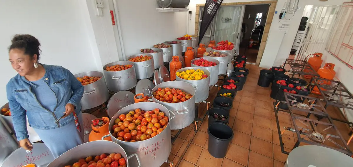 Corporate volunteers helping in a community kitchen